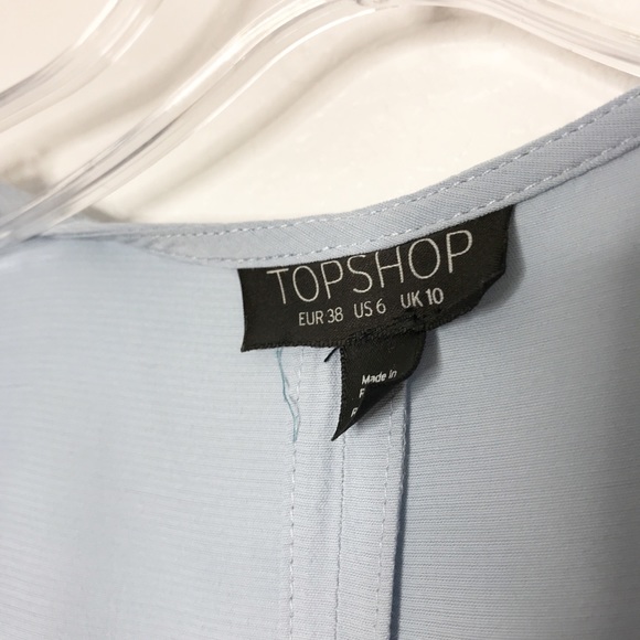 Topshop Wrap Cold Shoulder Dress Powder Blue - Picture 3 of 4